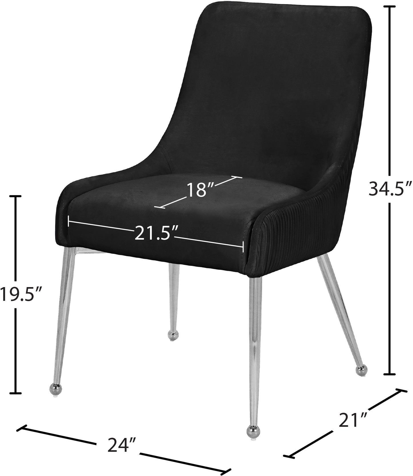 jive black velvet dining chair black