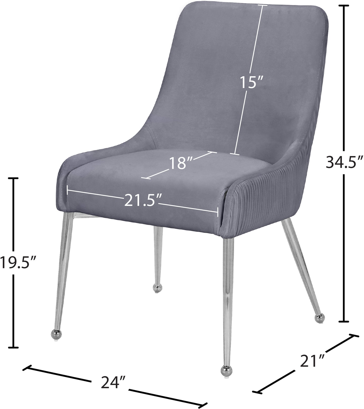 jive grey velvet dining chair grey