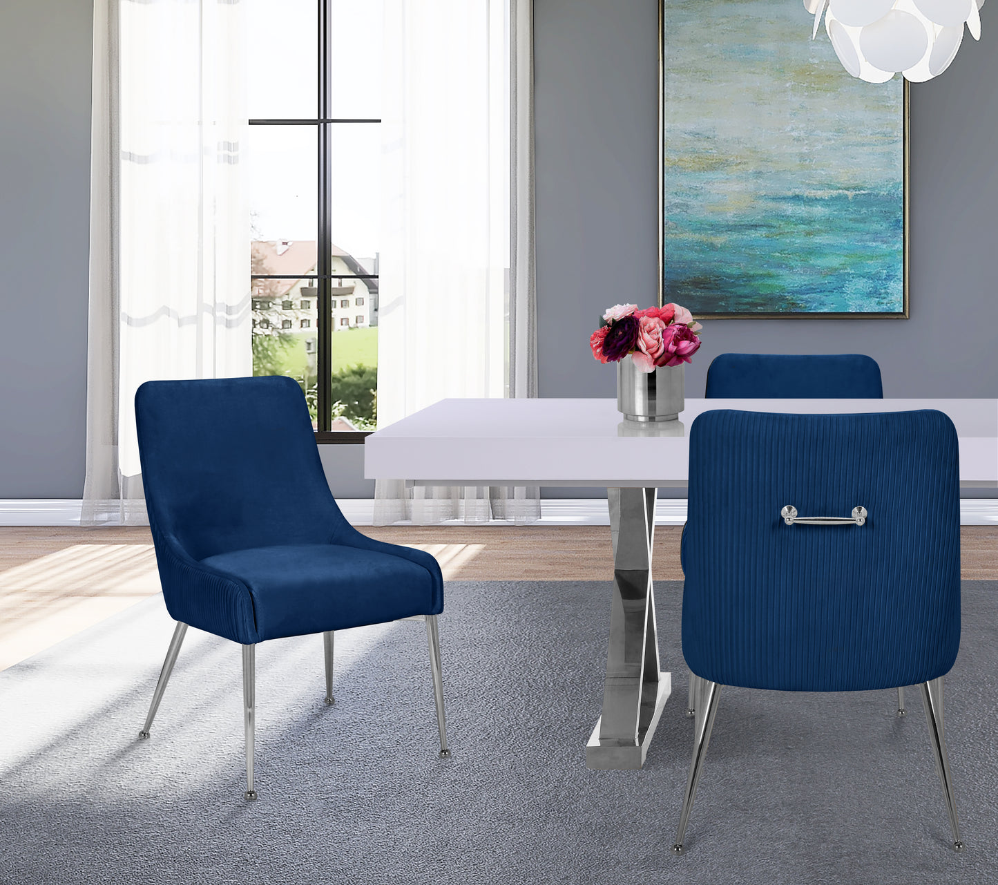 jive navy velvet dining chair navy