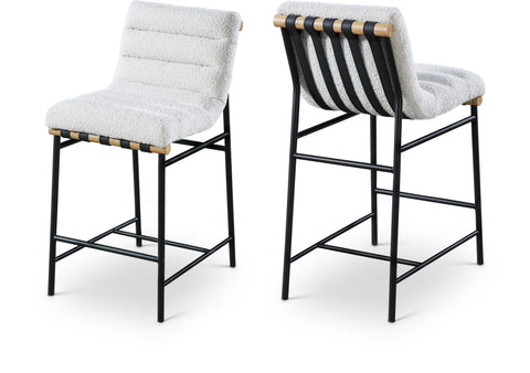 Lennox Cream Boucle Fabric Upholstered Counter Stool, 1 Piece (Style 2)