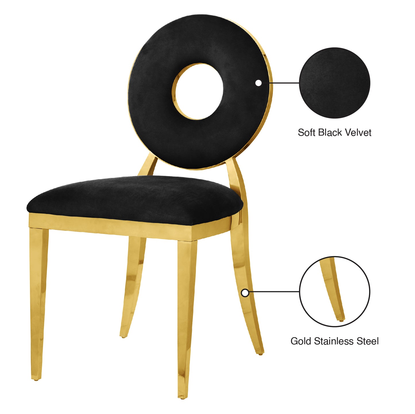 fluted black velvet dining chair c