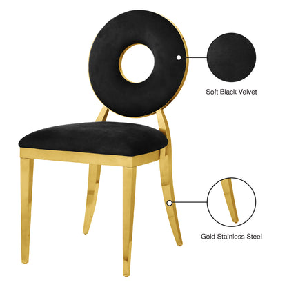 Fluted Black Velvet Dining Chair C