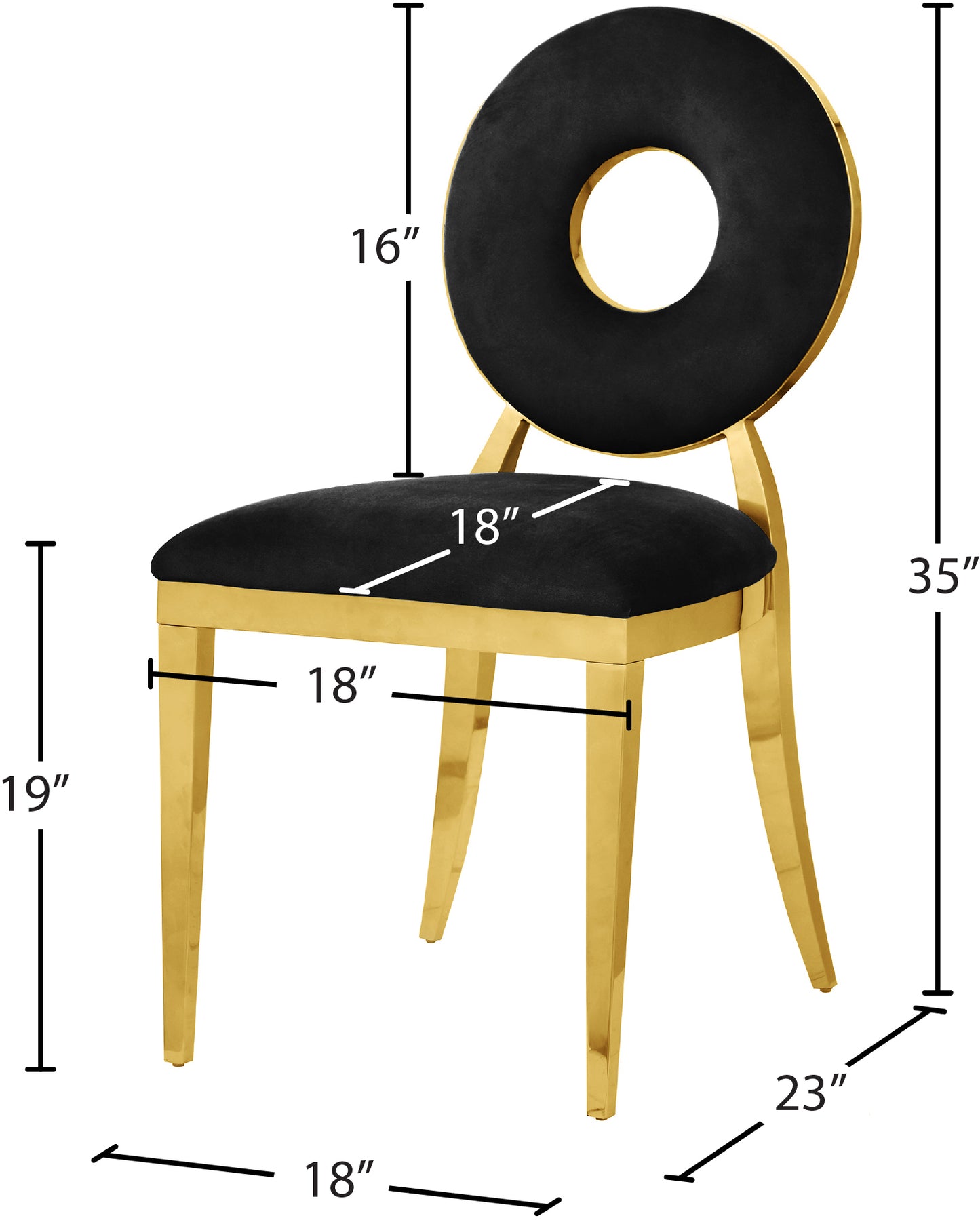 waldorf black velvet dining chair