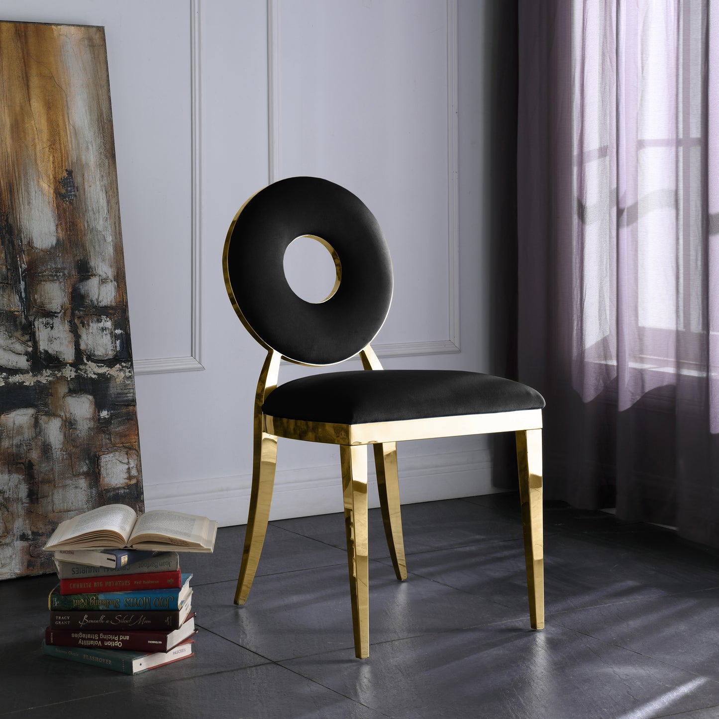 waldorf black velvet dining chair