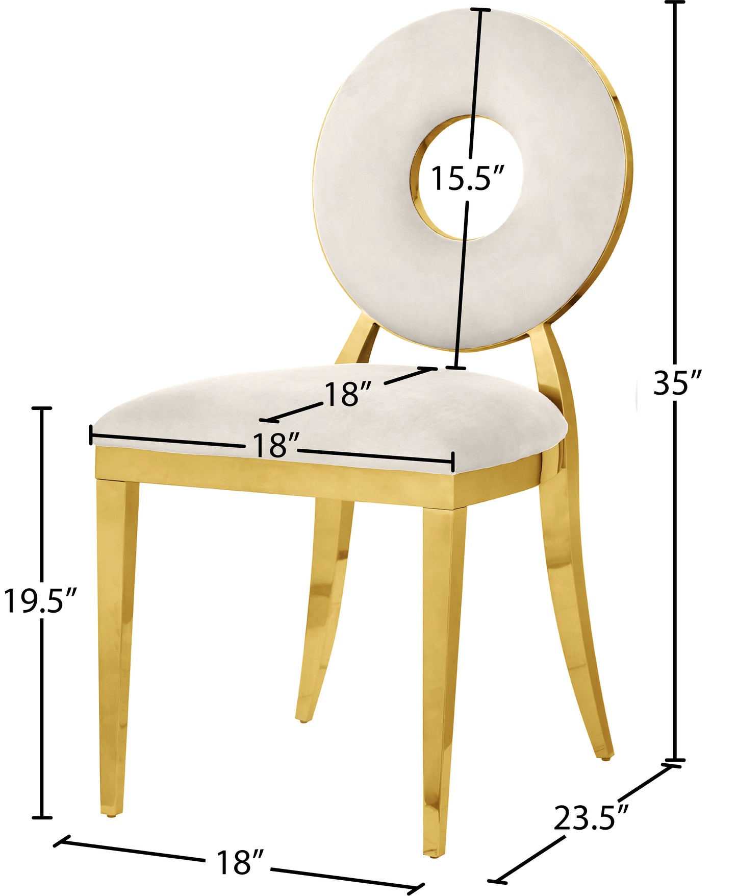 fluted cream velvet dining chair c