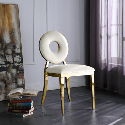 Fluted Cream Velvet Dining Chair C