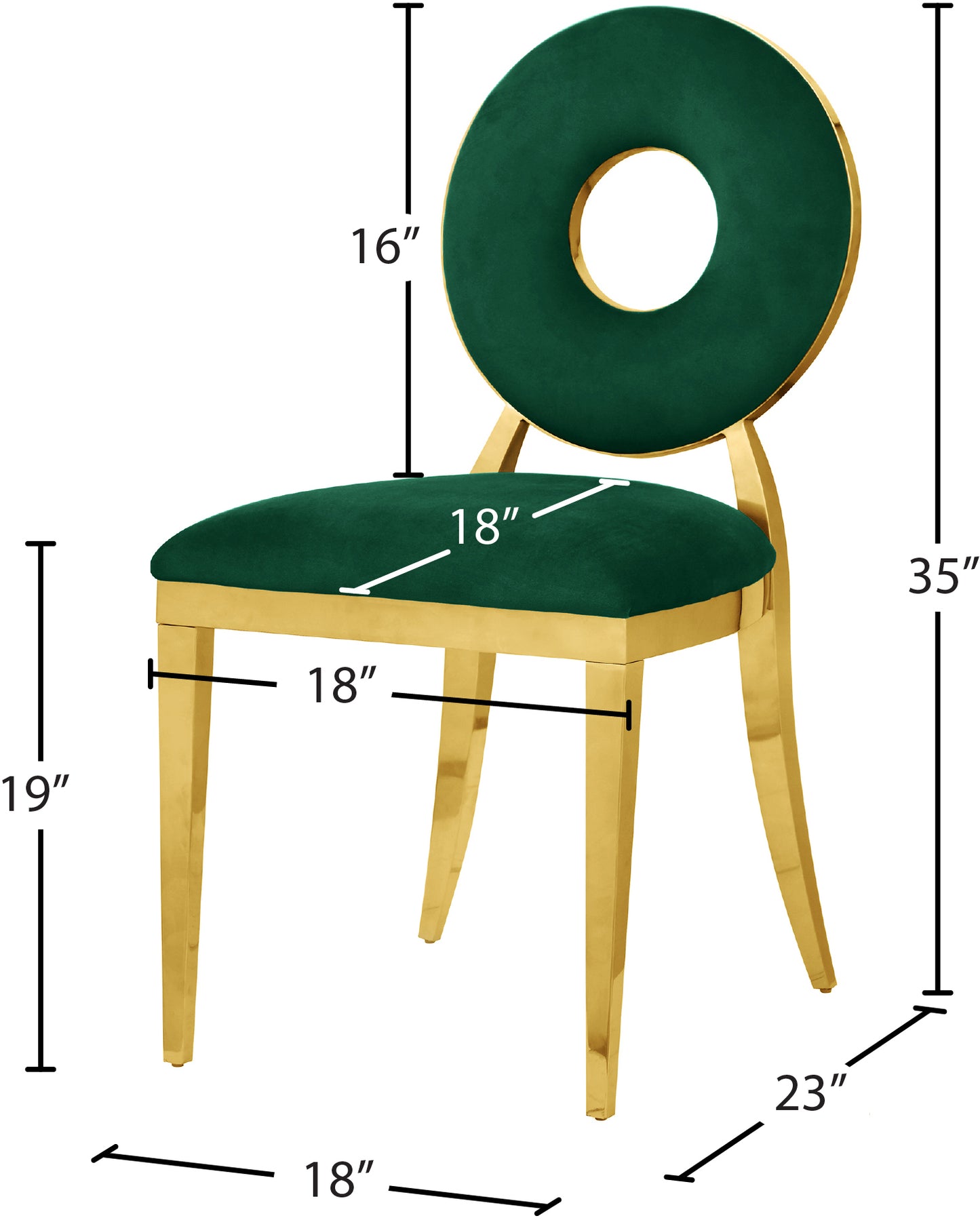 fluted green velvet dining chair c