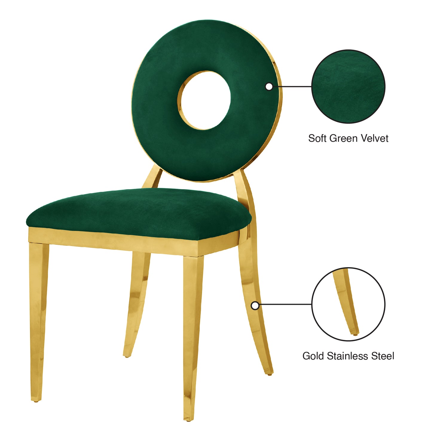 fluted green velvet dining chair c