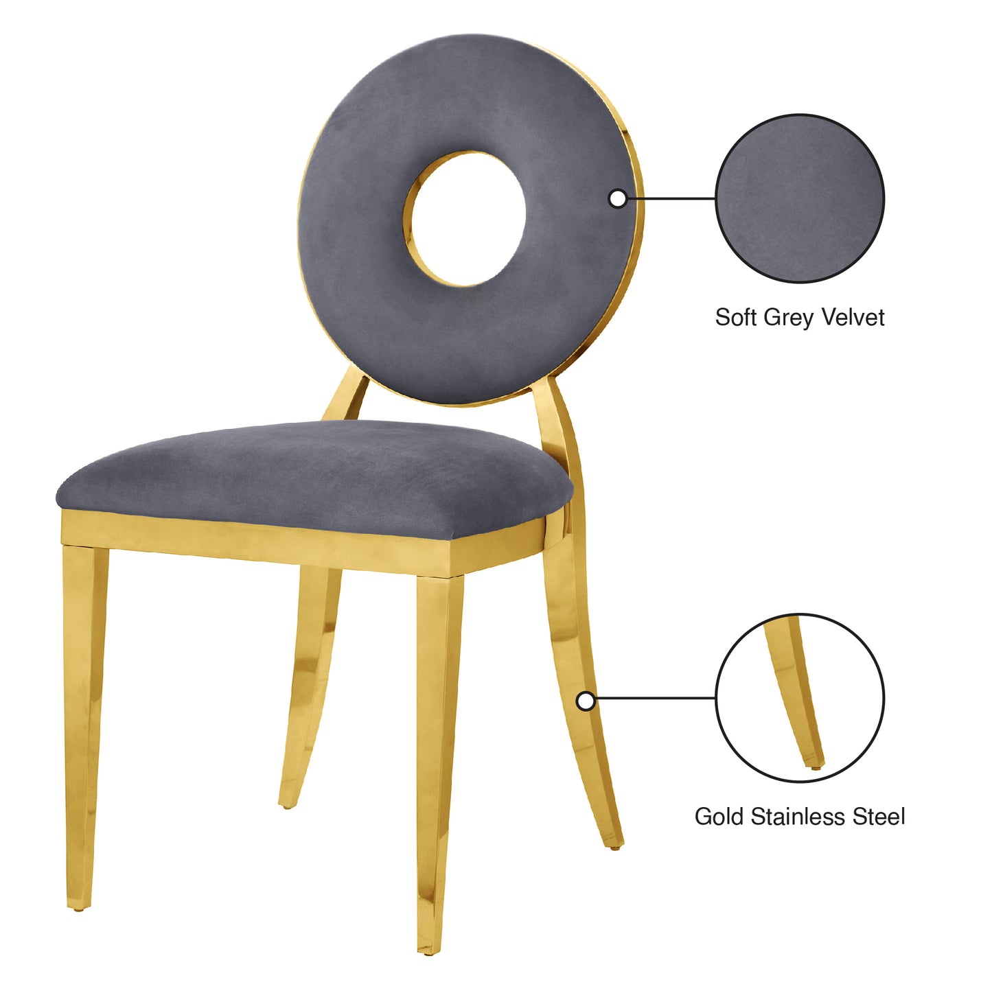 waldorf grey velvet dining chair