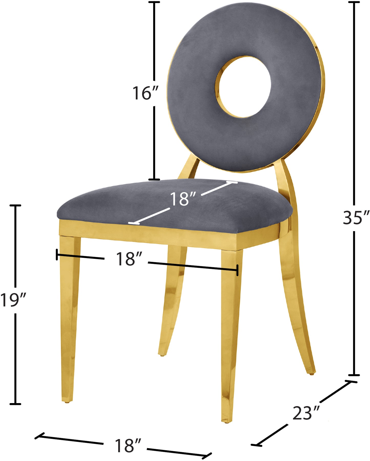 waldorf grey velvet dining chair