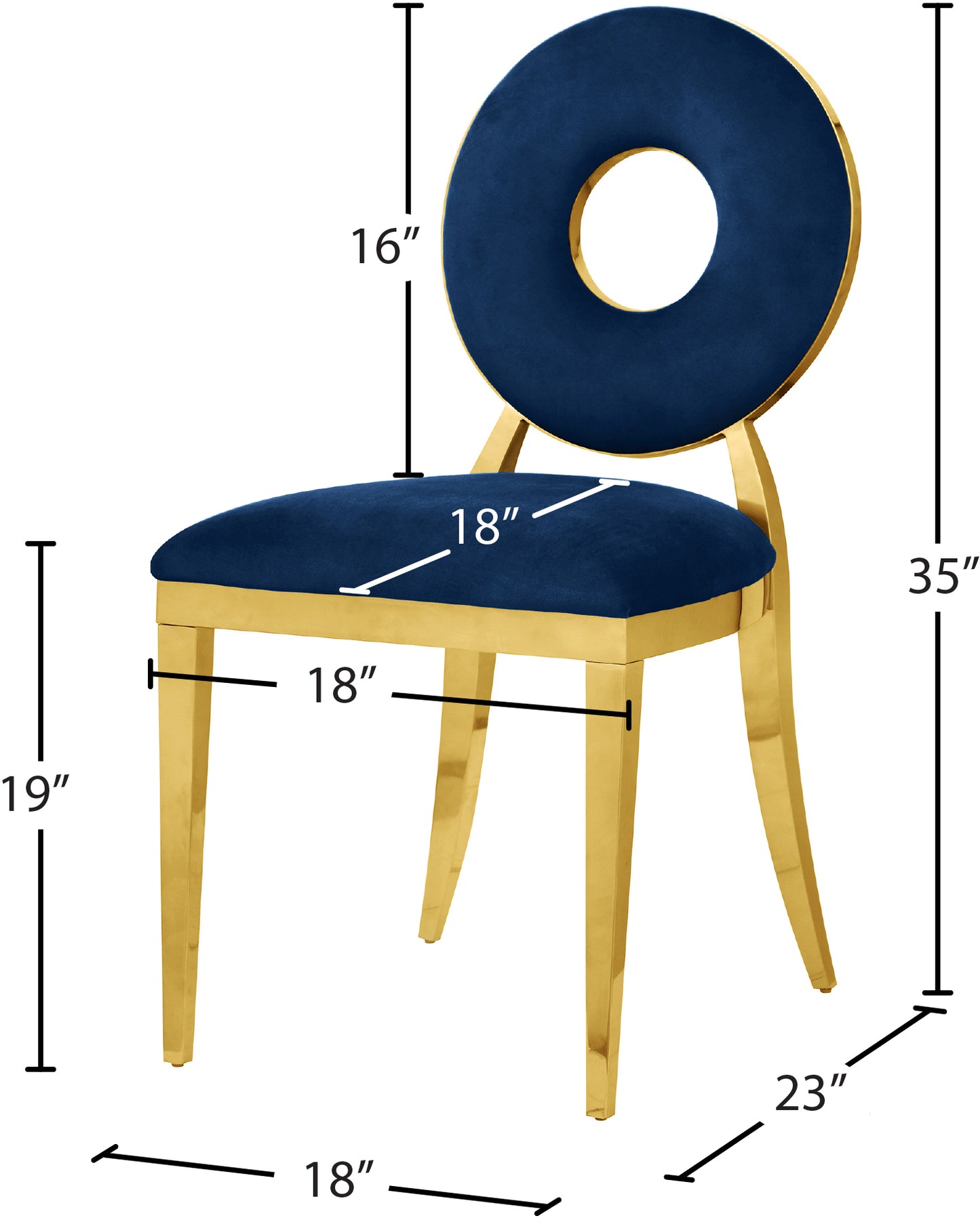 fluted navy velvet dining chair c