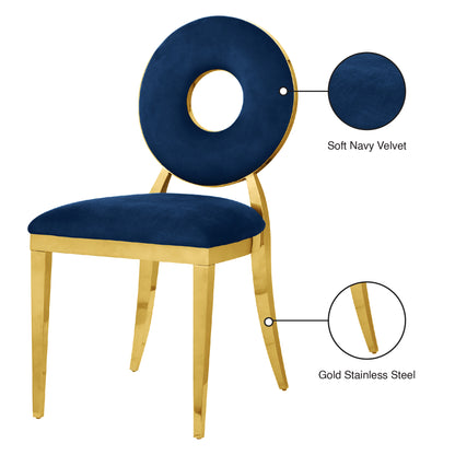 Fluted Navy Velvet Dining Chair C