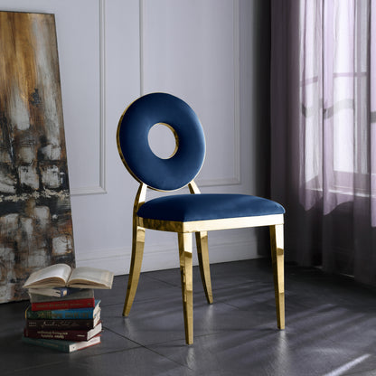 Fluted Navy Velvet Dining Chair C