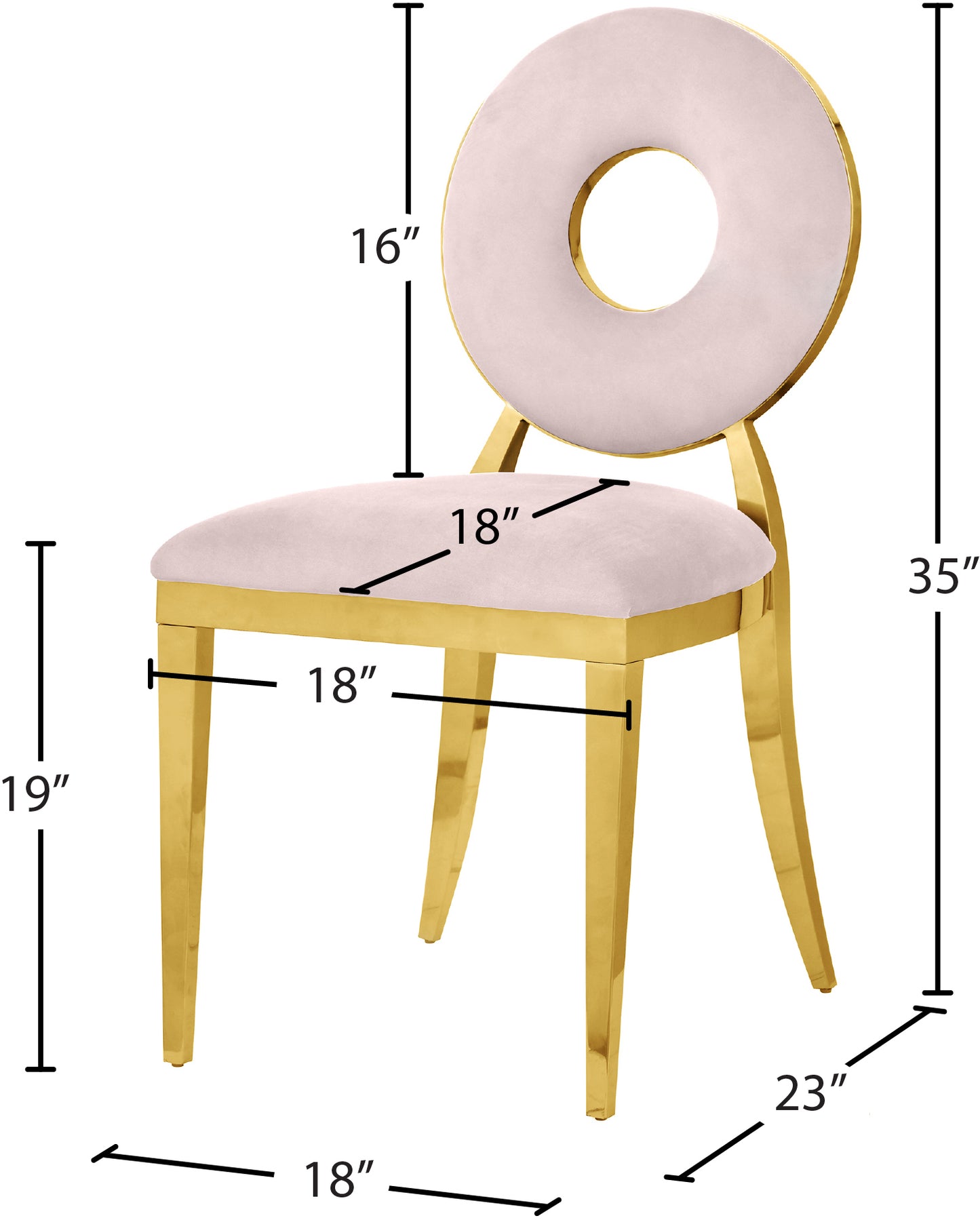 fluted pink velvet dining chair c