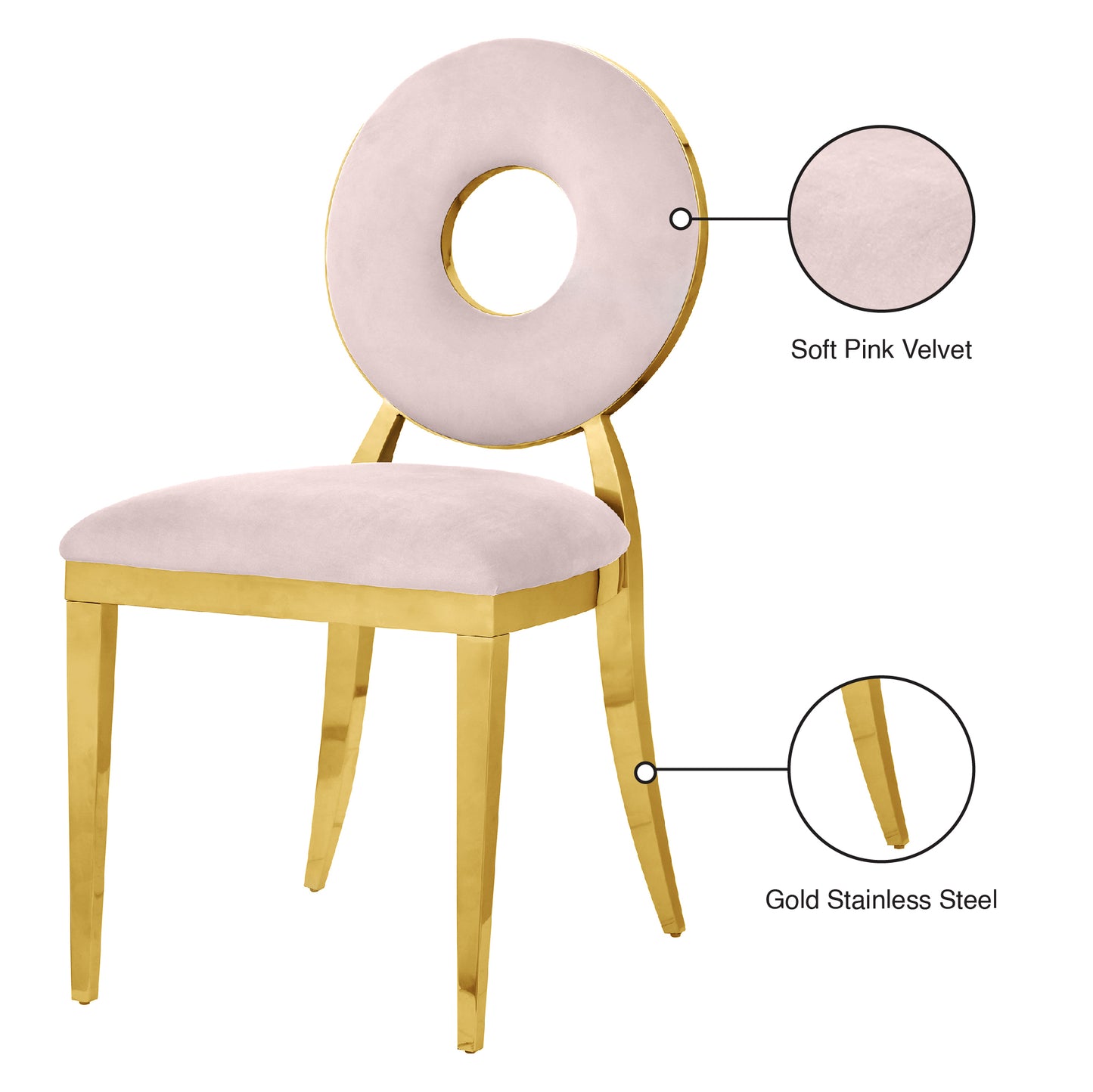 fluted pink velvet dining chair c