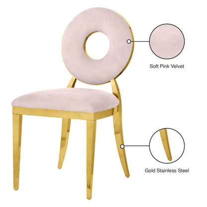 Fluted Pink Velvet Dining Chair C