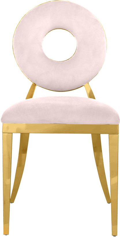 Fluted Pink Velvet Dining Chair C