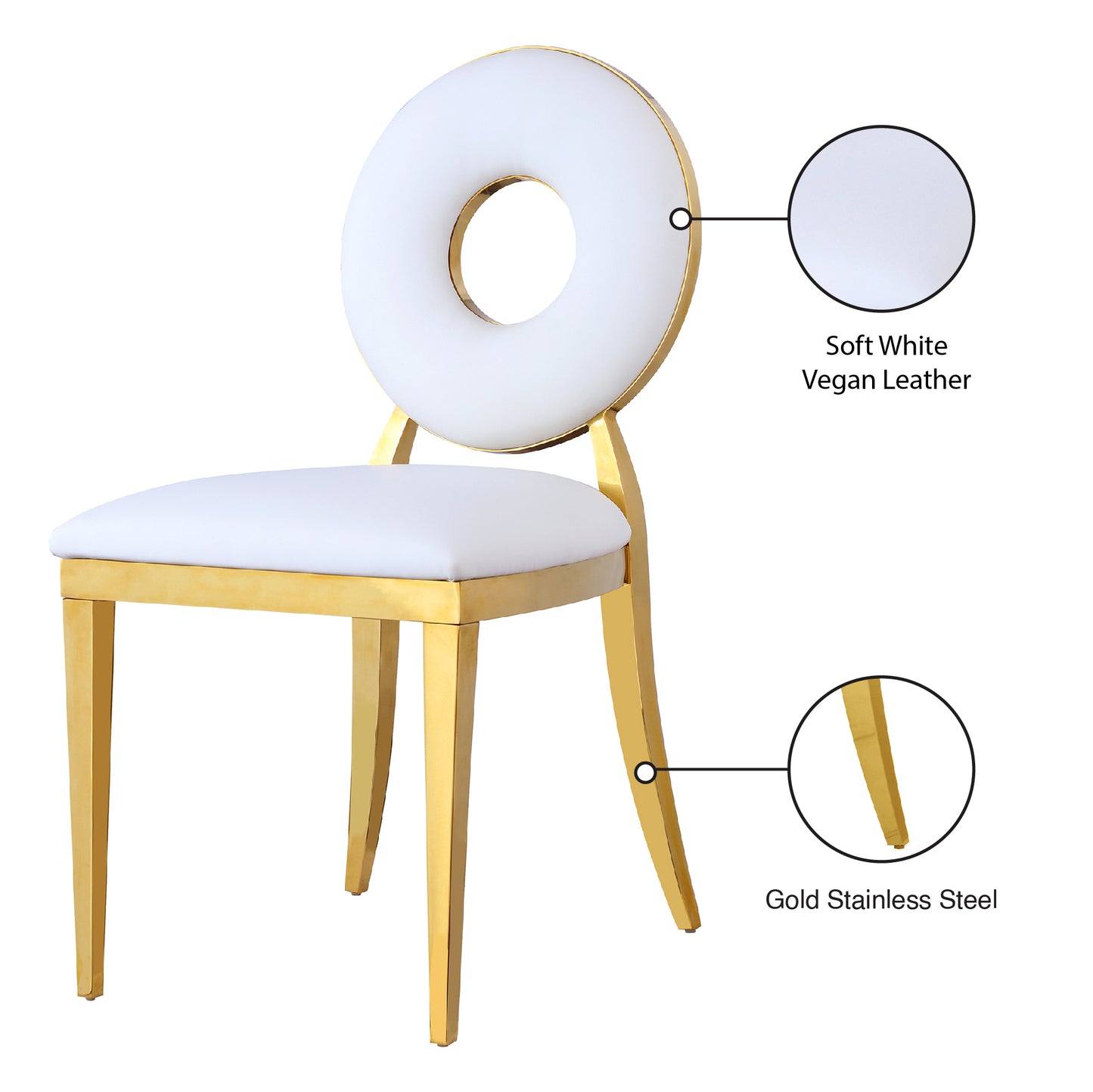 waldorf white vegan leather dining chair