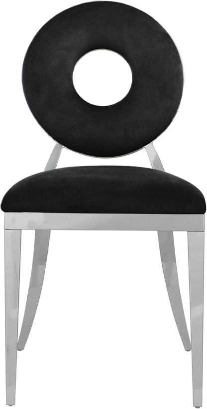 Fluted Black Velvet Dining Chair C