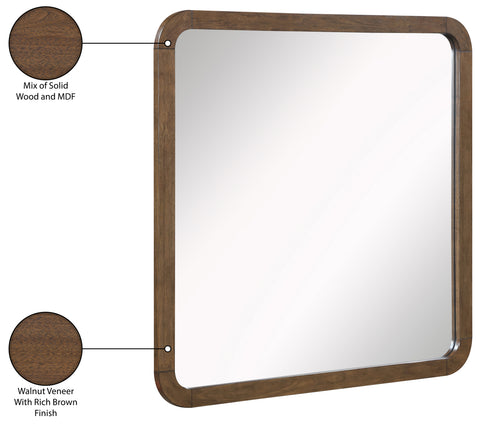Tessa 42" Brown Wood Veneer Frame Mirror, 1 Piece