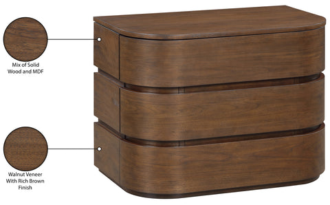 Tessa 32" Brown Solid Wood Nightstand, 1 Piece