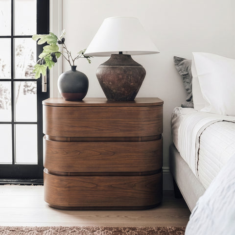 Tessa 32" Brown Solid Wood Nightstand, 1 Piece