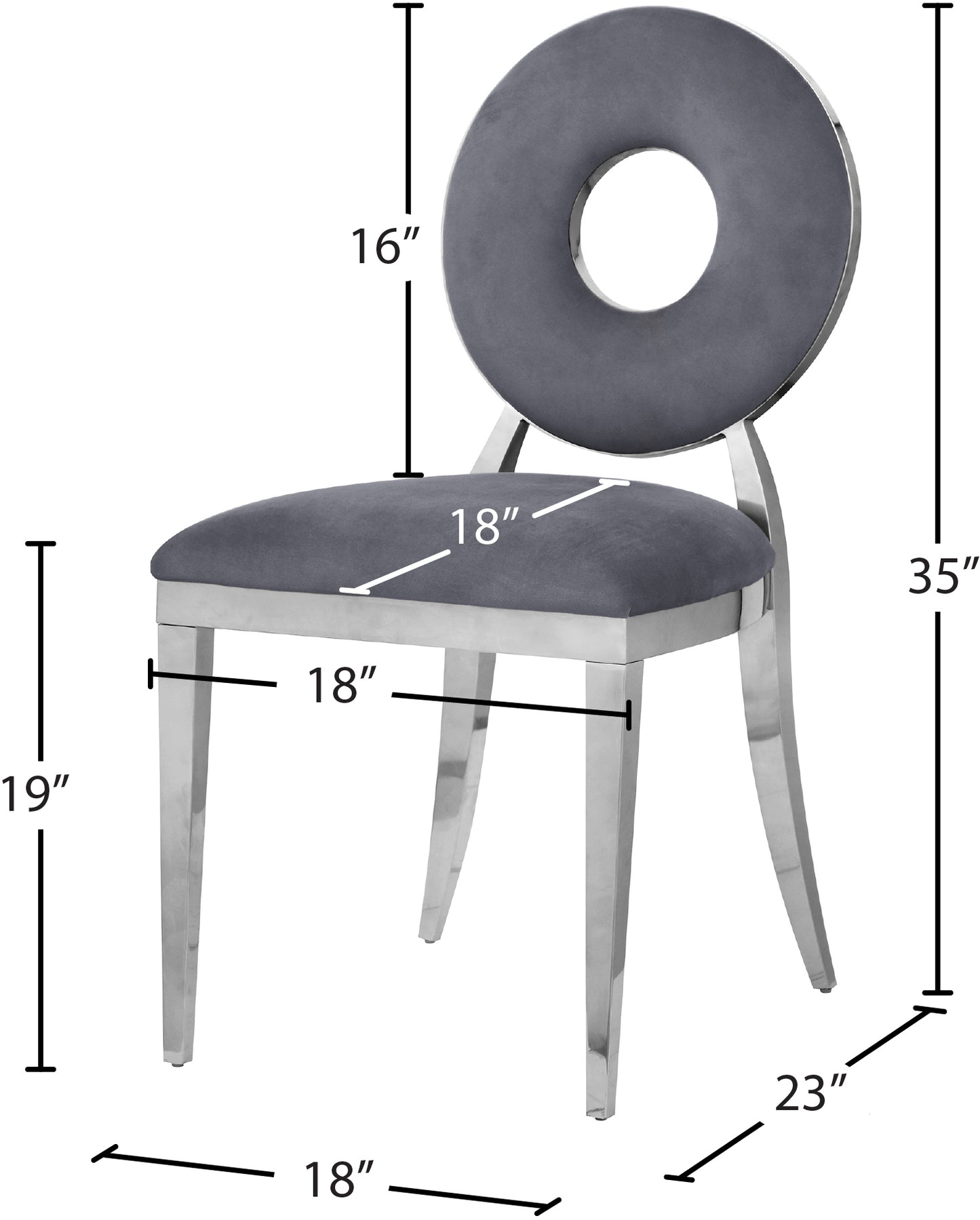 fluted grey velvet dining chair c