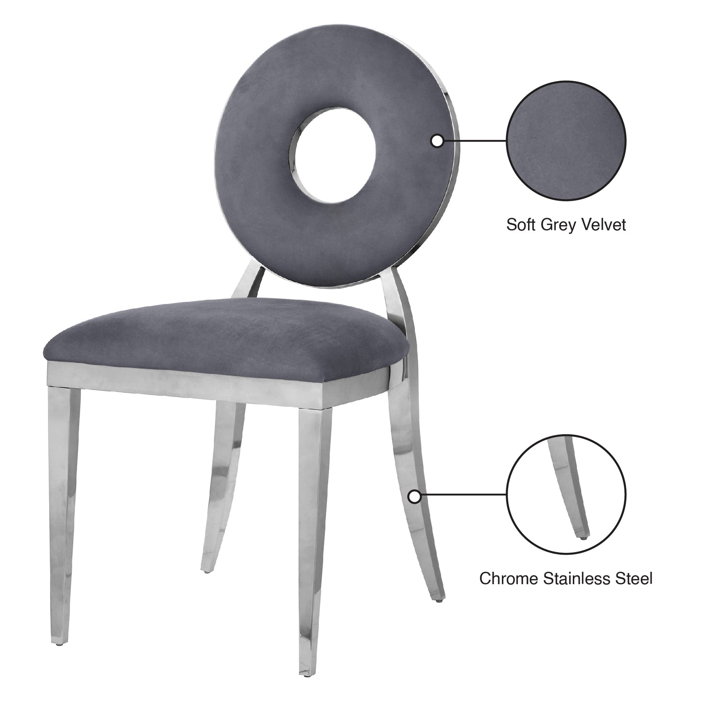 fluted grey velvet dining chair c