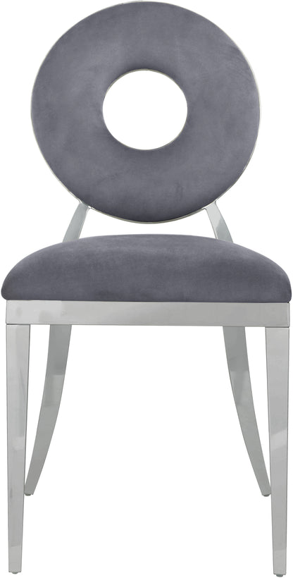 Fluted Grey Velvet Dining Chair C