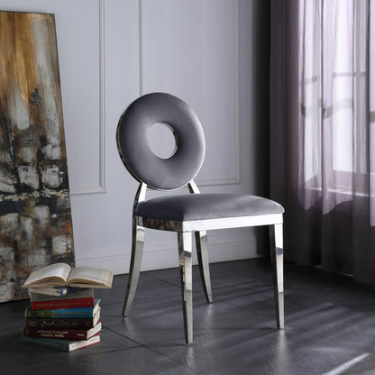 Fluted Grey Velvet Dining Chair C