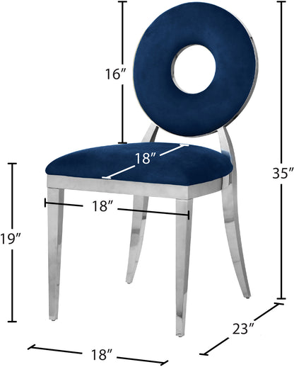 Fluted Navy Velvet Dining Chair C