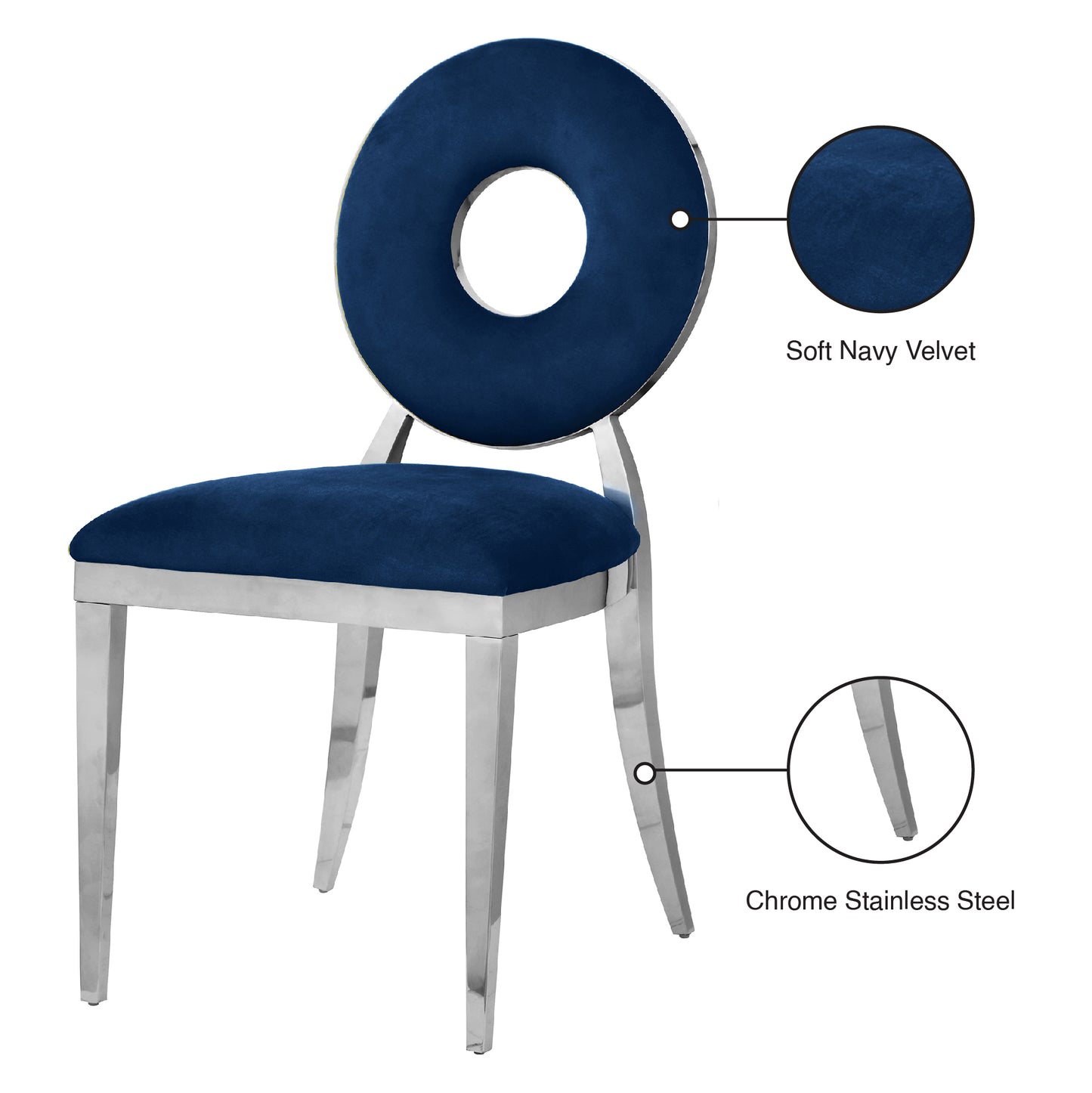 fluted navy velvet dining chair c