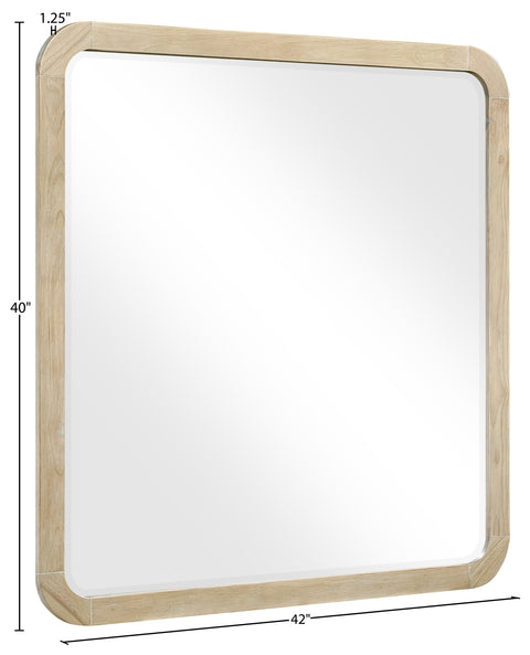 Tessa 42" Natural Wood Veneer Frame Mirror, 1 Piece