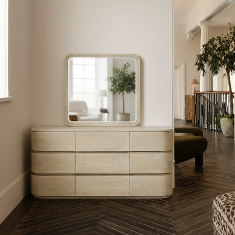 Tessa 42" Natural Wood Veneer Frame Mirror, 1 Piece