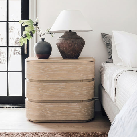 Tessa 32" Natural Solid Wood Nightstand, 1 Piece