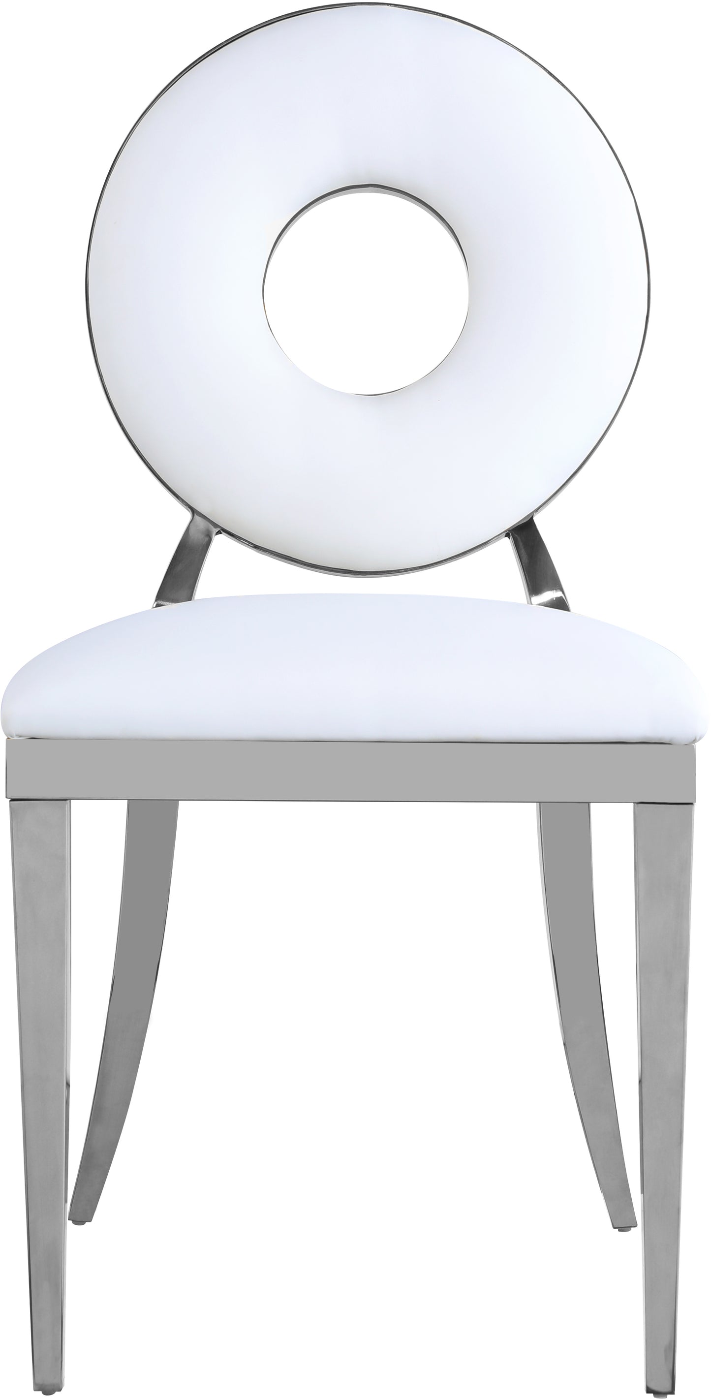 fluted white faux leather dining chair c