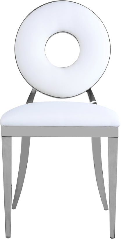 Fluted White Faux Leather Dining Chair C