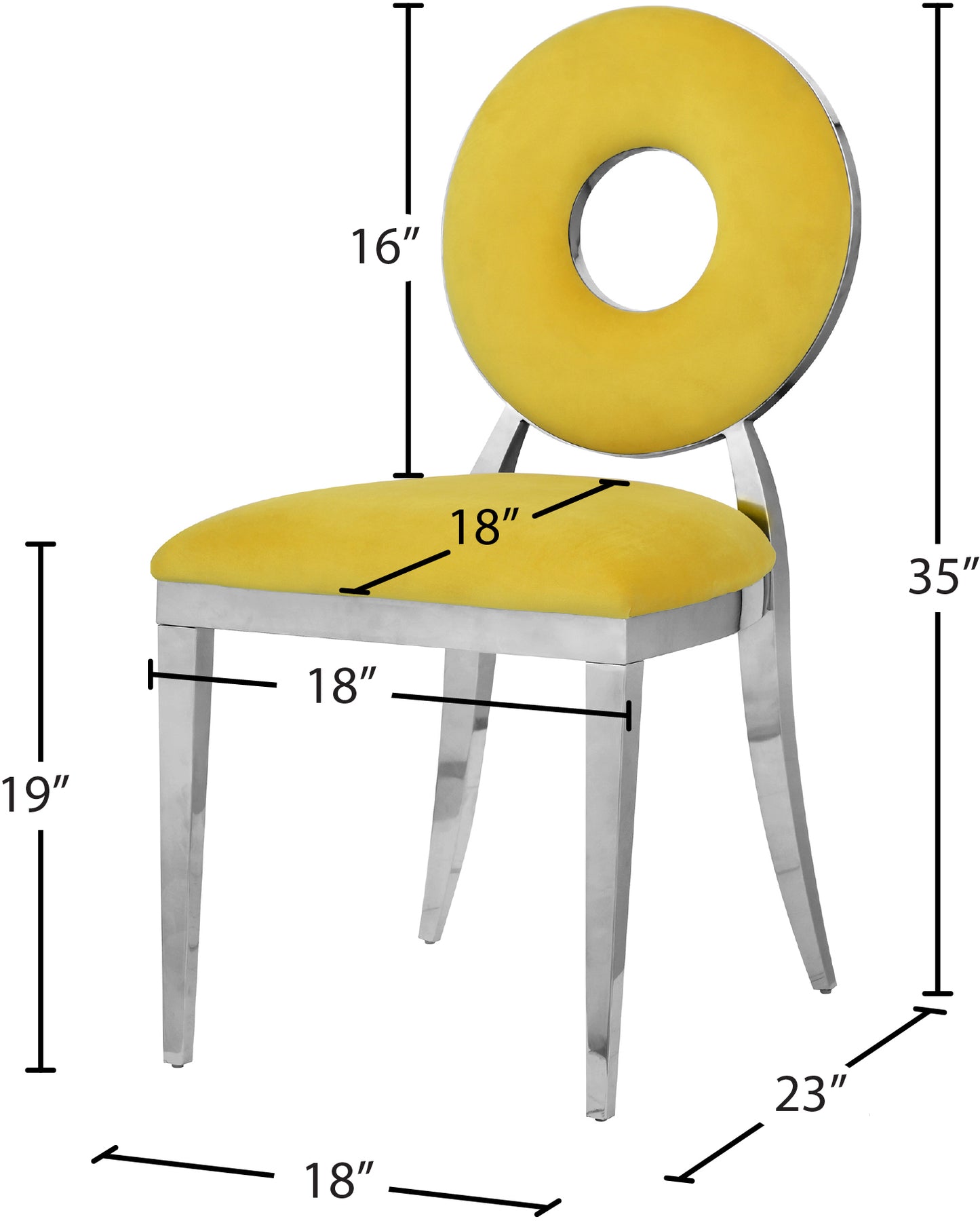 fluted yellow velvet dining chair c