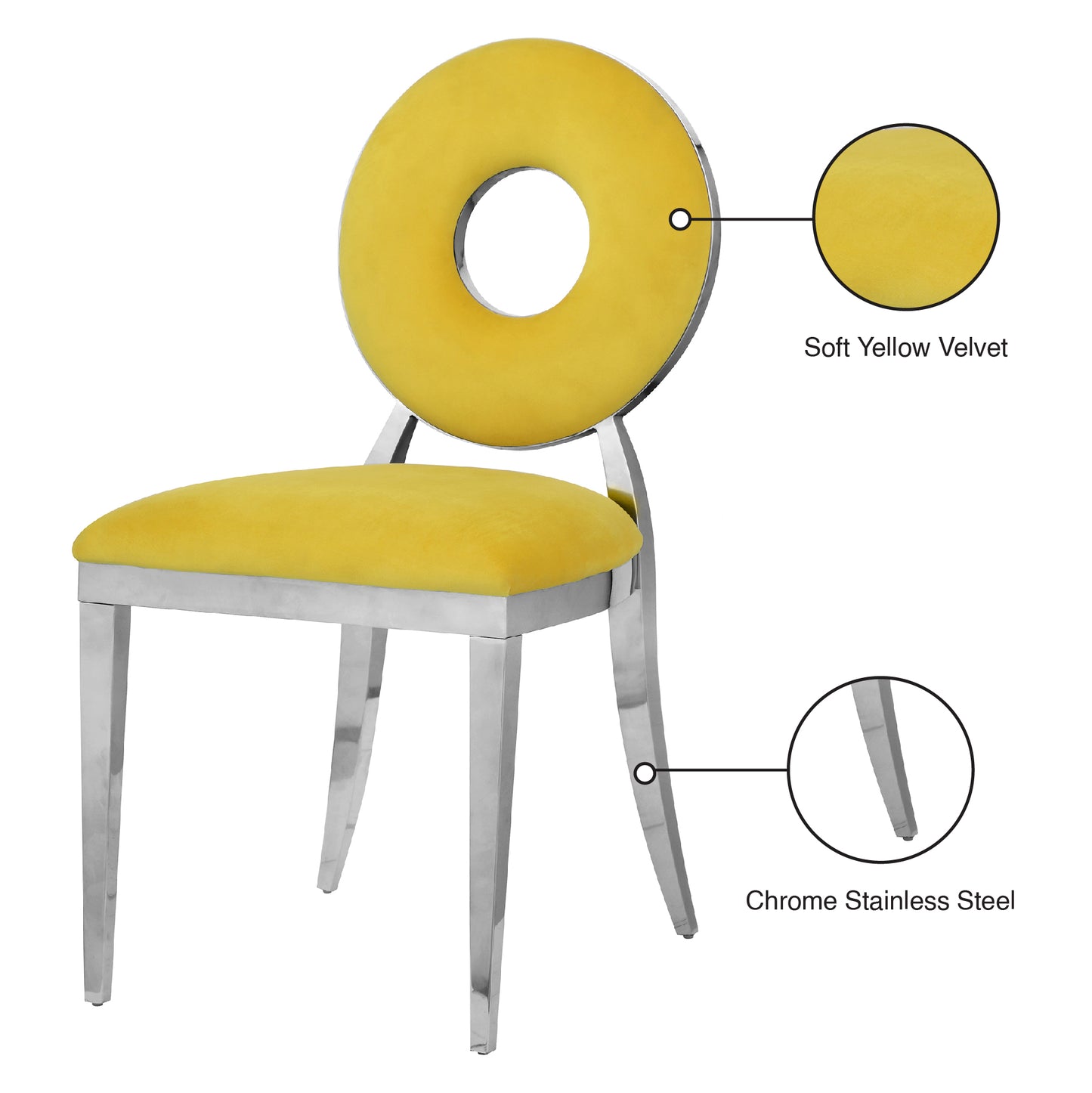 fluted yellow velvet dining chair c