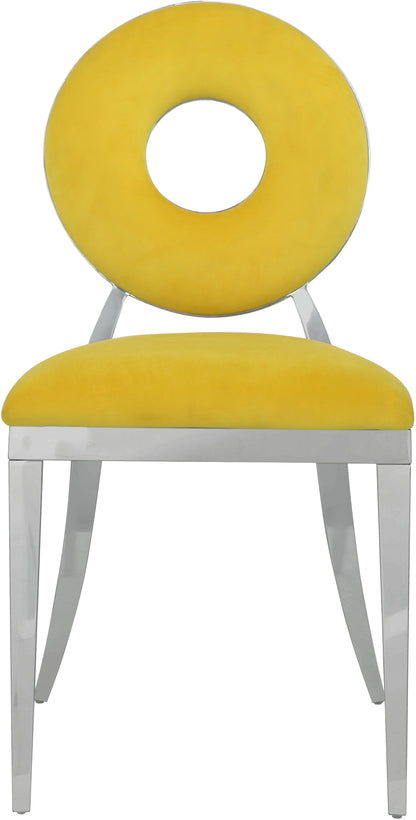 Fluted Yellow Velvet Dining Chair C