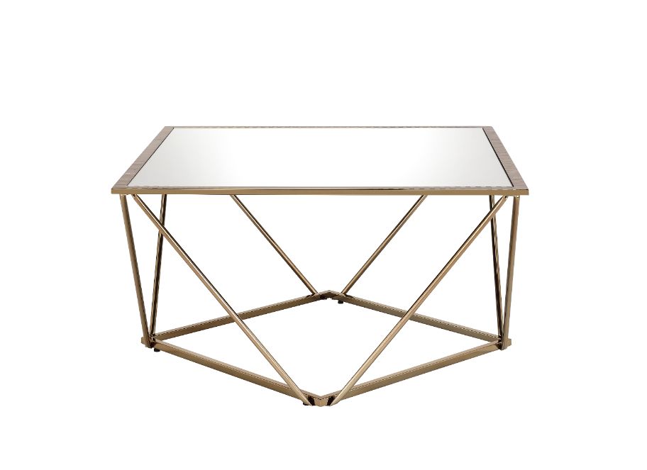 jaylen coffee table, mirrored & champagne gold finish