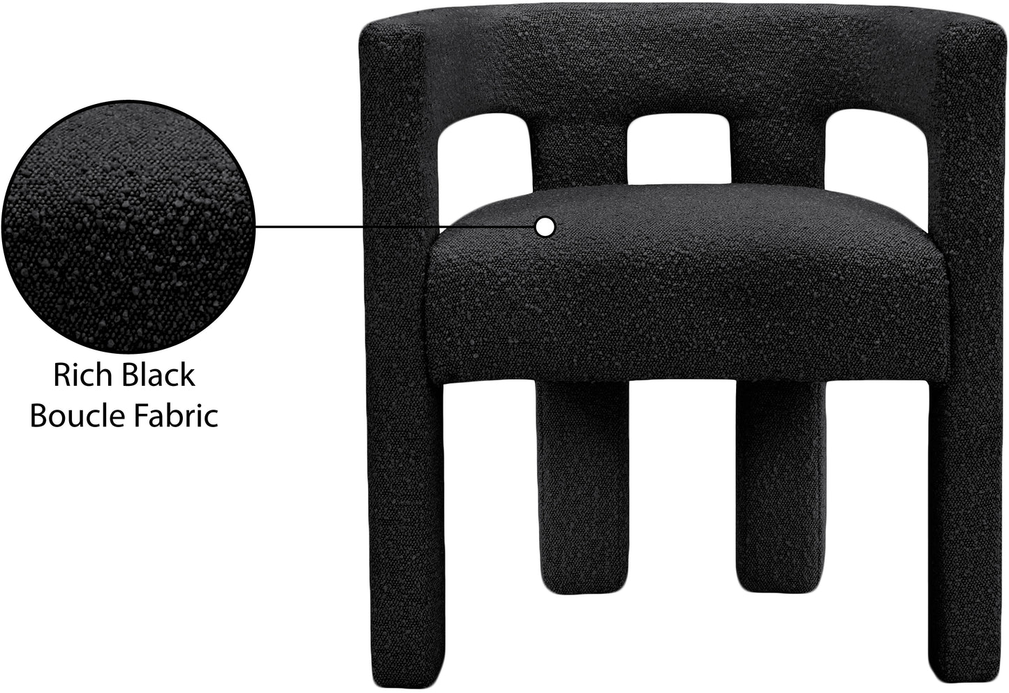 fairfax black boucle fabric accent/dining chair c