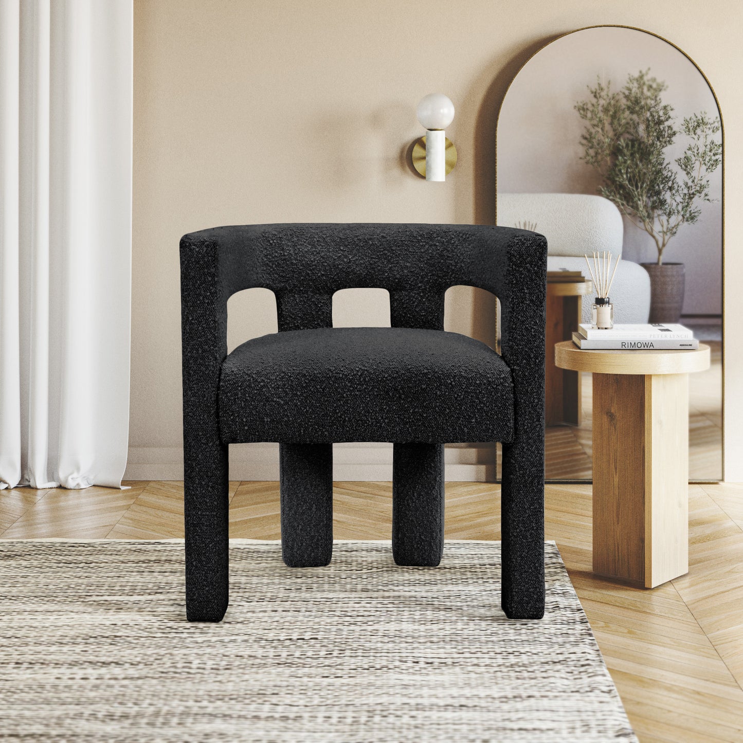 fairfax black boucle fabric accent/dining chair c