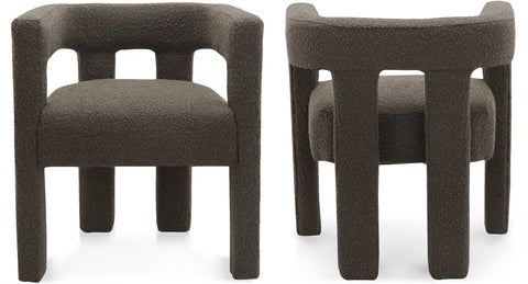 Faye Brown Boucle Fabric Upholstered Accent / Dining Chair, 1 Piece