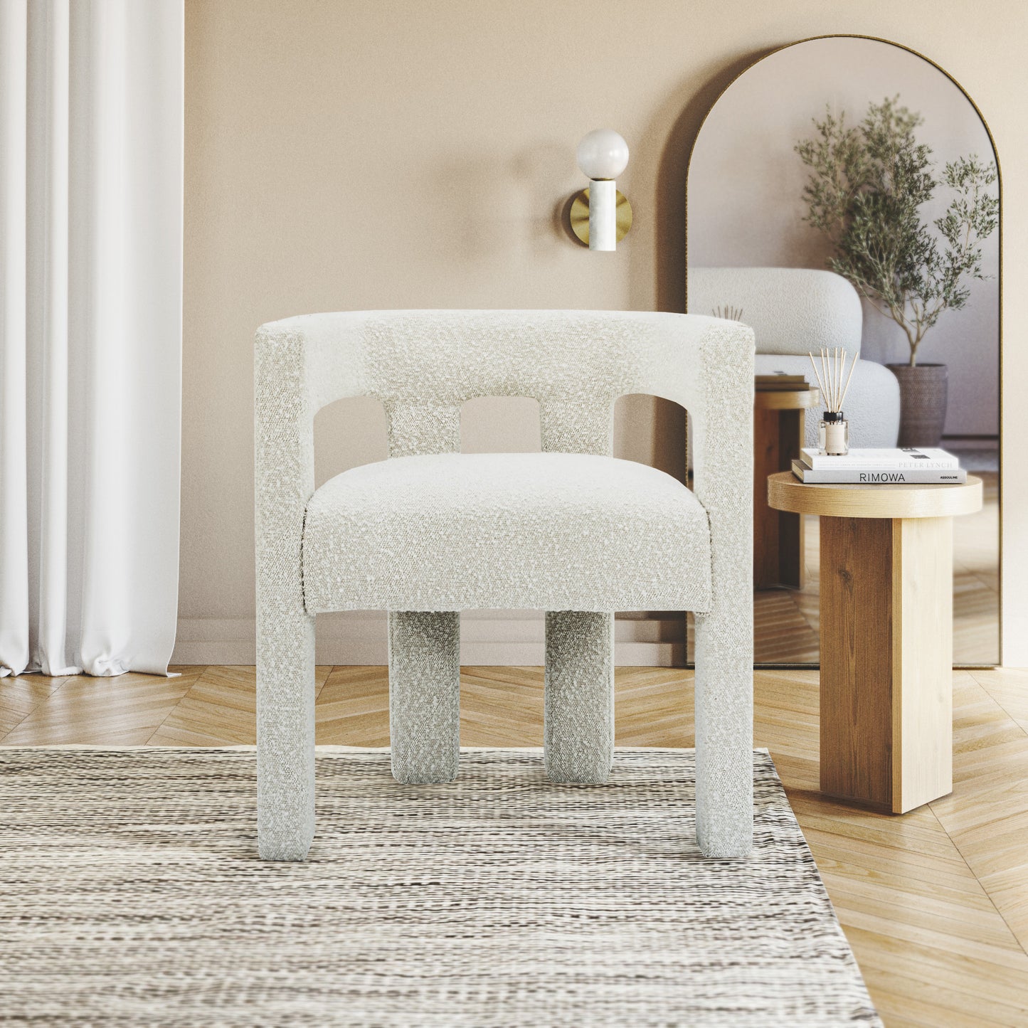 fairfax cream boucle fabric accent/dining chair c