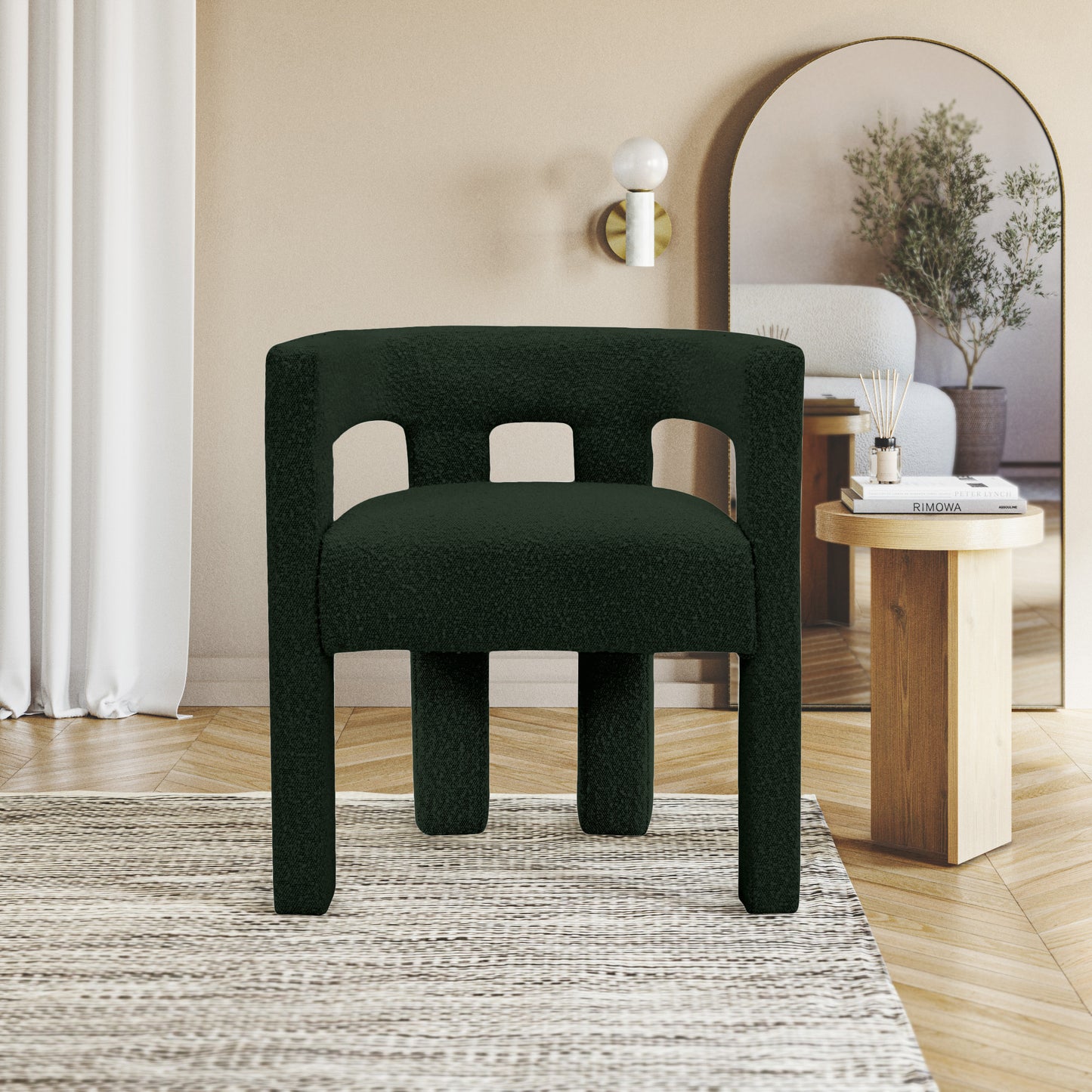 fairfax green boucle fabric accent/dining chair c