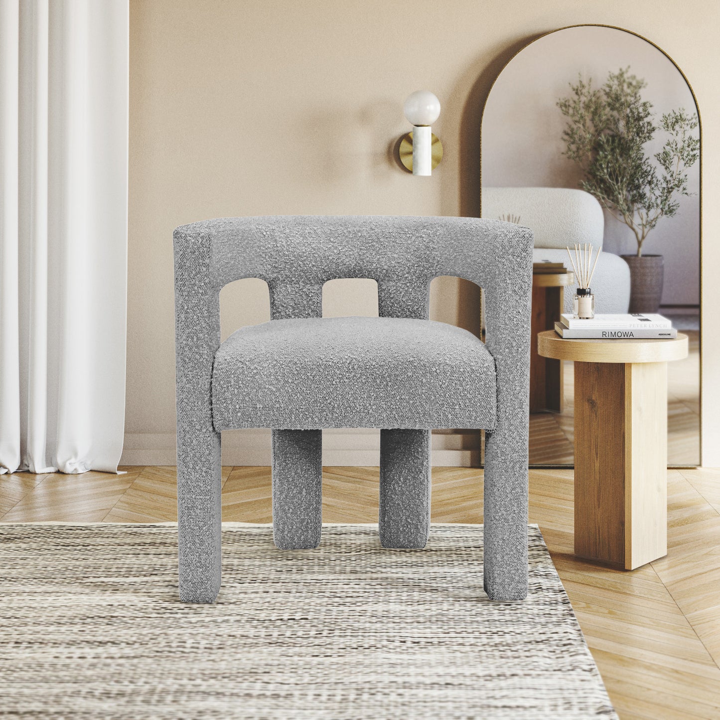 fairfax grey boucle fabric accent/dining chair c