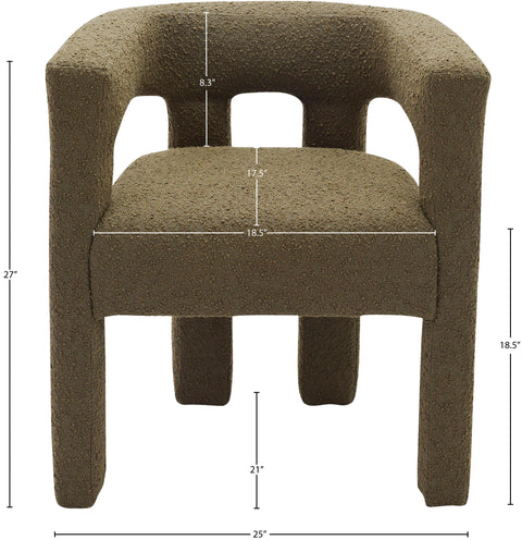 Faye Olive Green Boucle Fabric Upholstered Accent / Dining Chair, 1 Piece