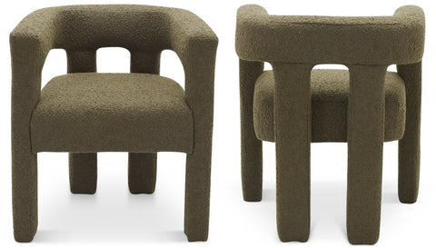 Faye Olive Green Boucle Fabric Upholstered Accent / Dining Chair, 1 Piece