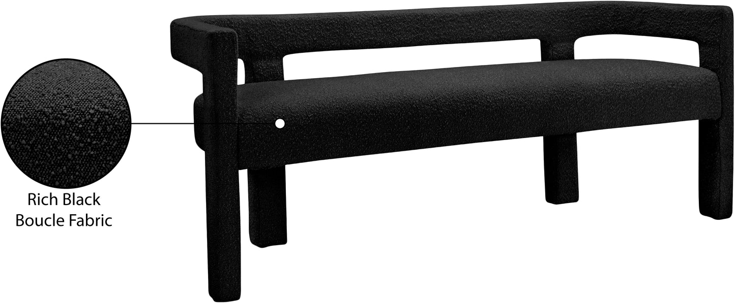 fairfax black boucle fabric bench black